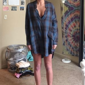 Size M, Free People Flannel Dress (100% Cotton)